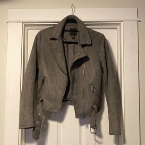 New look cropped vegan suede moto jacket